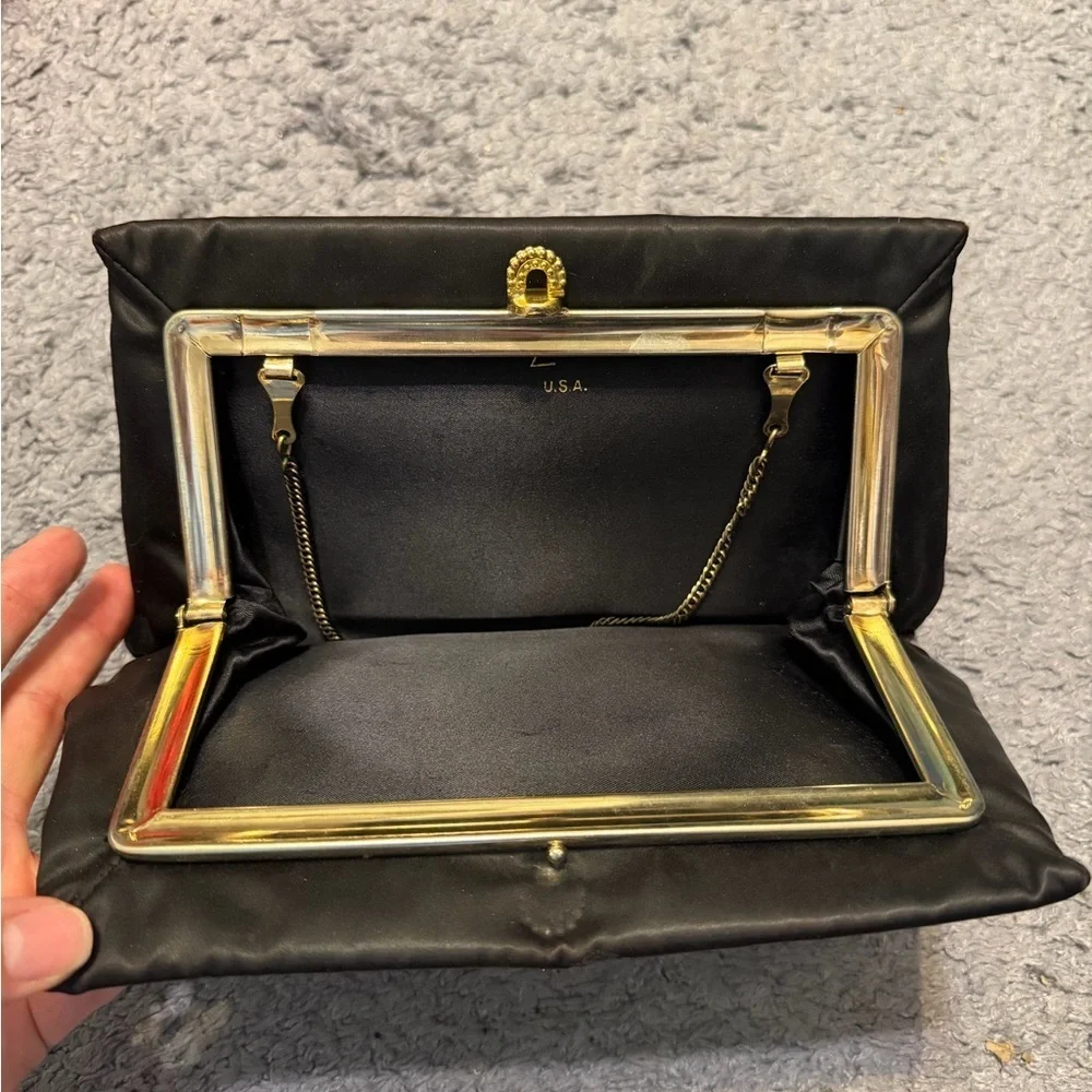 Vintage Henry Levine Black Jewel-Embellished Clutch